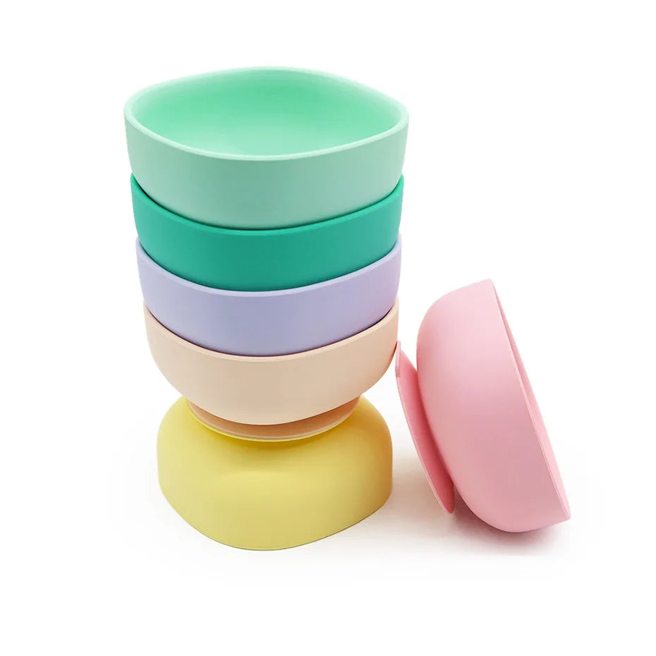 Food Grade Silicone Baby Feeding Plate Tableware Spoon Waterproof Suction Square Bowl Kids Non-slip Suction Children's Products