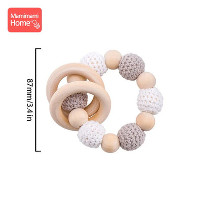 1Pc Baby Wooden Teether Crochet Giraffe Rattle Toy BPA Free Wood Rodent Rattle Baby Mobile Gym Educational Toys