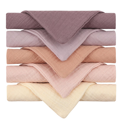 5PCS  Pure Color Baby Handkerchief Soft Saliva Towel Absorbent Baby Burp Cloth Bibs Kids Wipe Cloth Newborn Washcloth Products