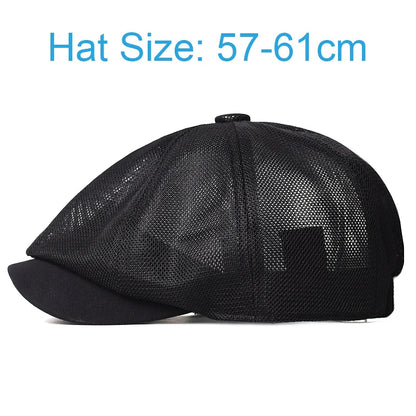 Summer Mesh Newsboy caps Breathable Casual Outdoor Retro Beret Hats Octagonal hat Fashion Solid Flat Caps