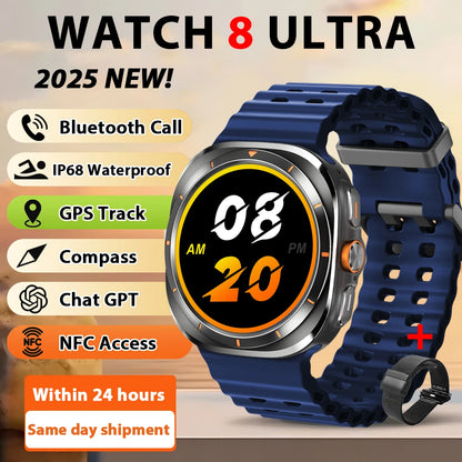 Smart Watch 8 Ultra New Color Matching GPS Compass Smartwatch Bluetooth call NFC IP68 Waterproof Health monitoring Reduction100%