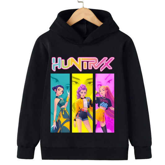 2025 KPop Demon Hunter Cartoon Girls Boy Hooded Sweatshirt Warm Children's Korean Wave Fashion Casual Tops Casual Girls Clothing