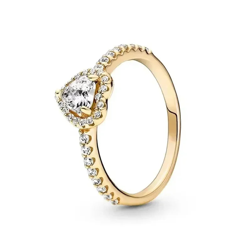 Hot selling 925 sterling silver crystal heart-shaped ring, luxurious, sparkling, multi-color, charming jewelry, holiday  gift