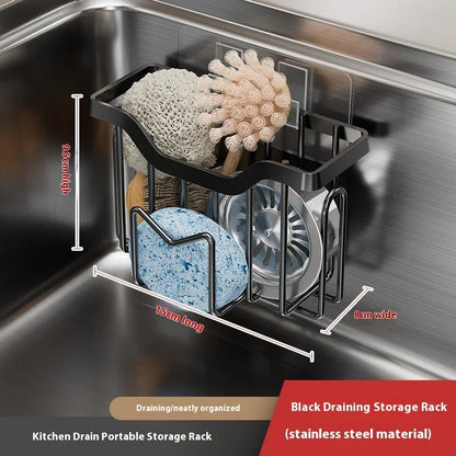 ZEXEF Sponge Holder Kitchen Sink Organizer Rustproof Stainless Steel Multifunctional Holder for Sponge Brush Sink Stopper