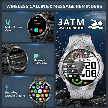 2026 New Smart Watch Men with Flashlight Sports 3ATM Waterproof 1100 mAh Large battery BT Call  Man for Android iOS Smartwatch