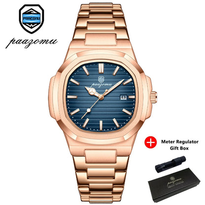 PAAZOMU Top Luxury Brand Man Watch Sports Waterproof Luminous Date Men Wristwatch Square Dial Quartz Men's Watches High Quality