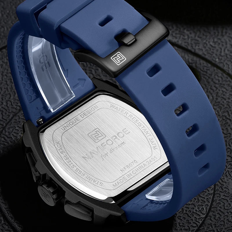 NAVIFORCE Fashionable 2025 Watches for Men Multifunctional 30M Waterproof Sports Quartz Silicone Strap Luxury Clock Reloj Hombre