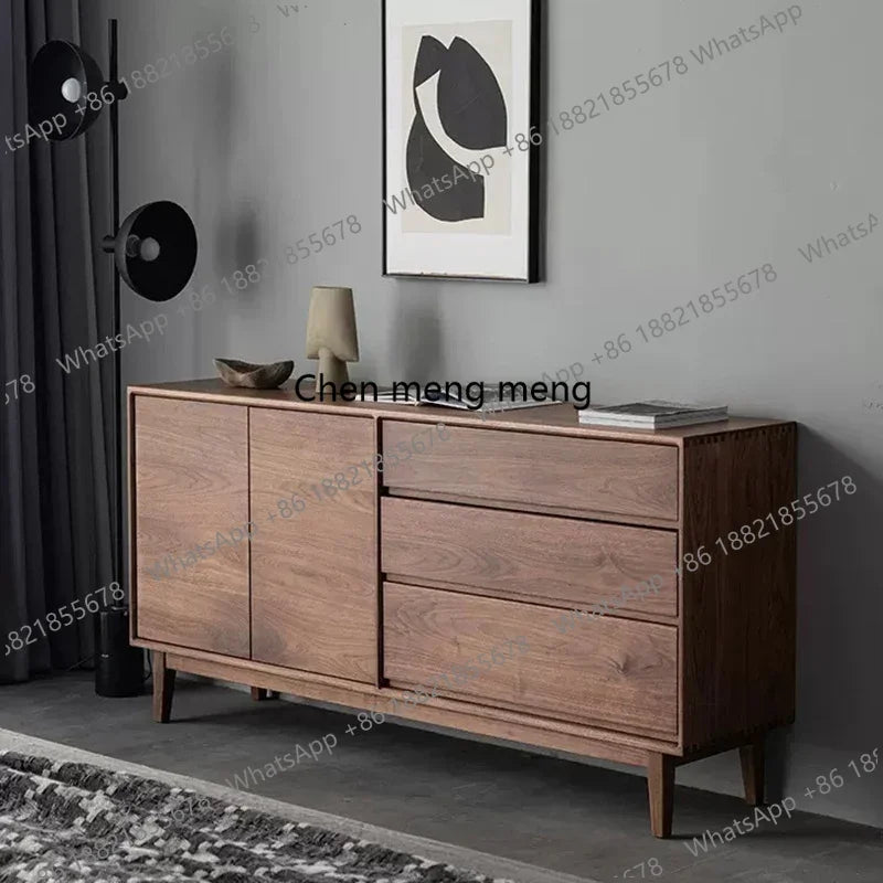 Nordic Black Walnut Sideboard Cabinet Modern Simple Storage Living Room Cabinets Premium Home Furniture Armoires De Salon