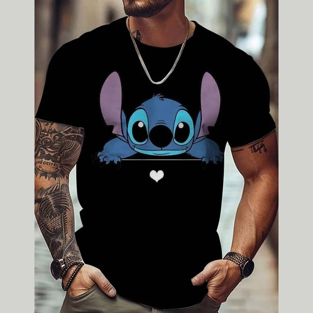 Disney Lilo Stitch 3D Printed T-shirts for Men and Women O-neck Short Sleeve Casual T-shirts Boys Girls Street Fashion Summer