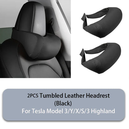 GDBCHZDM Seat Headrest Travel Rest Neck Pillow For Tesla Model 3/Y/X/S suede  Neck Pillow Memory Foam Pillows Car Accessories