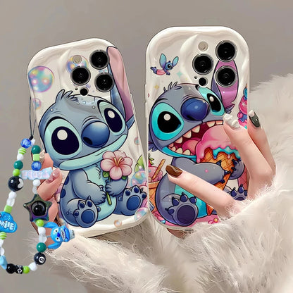 Cute Y2K Stitch with Strap Lanyard Chain Case for Iphone 6 6S 7 8 Plus SE 2022 11 12 13 Pro X XR XS Max 13 Pro Max Fashion Cover