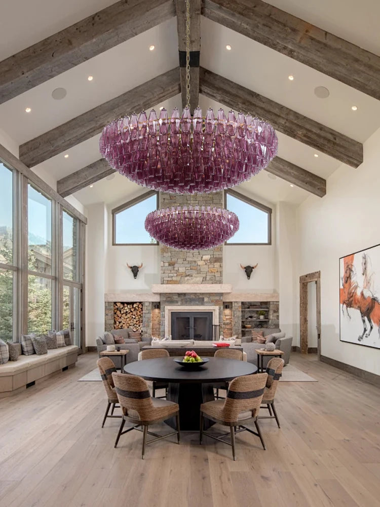 Modern Murano Glass Pendant Lamp Colorful Wish Bottle Electroplated Brass Silver Round Dimmable Ceilings Lustre