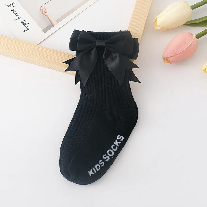 Toddler Socks Baby Accessories Girl Cute Bow Non-slip Floor Socks Children Kids Mid-tube Cotton Socks Infant Newborn Boy Clothes
