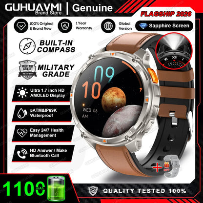New Military T-Rex3 Ultra 1100mAh Battery Smart Watch 5 ATM Waterproof 1.7"AOD Compass GPS Sports tracker Outdoors Smartwatches
