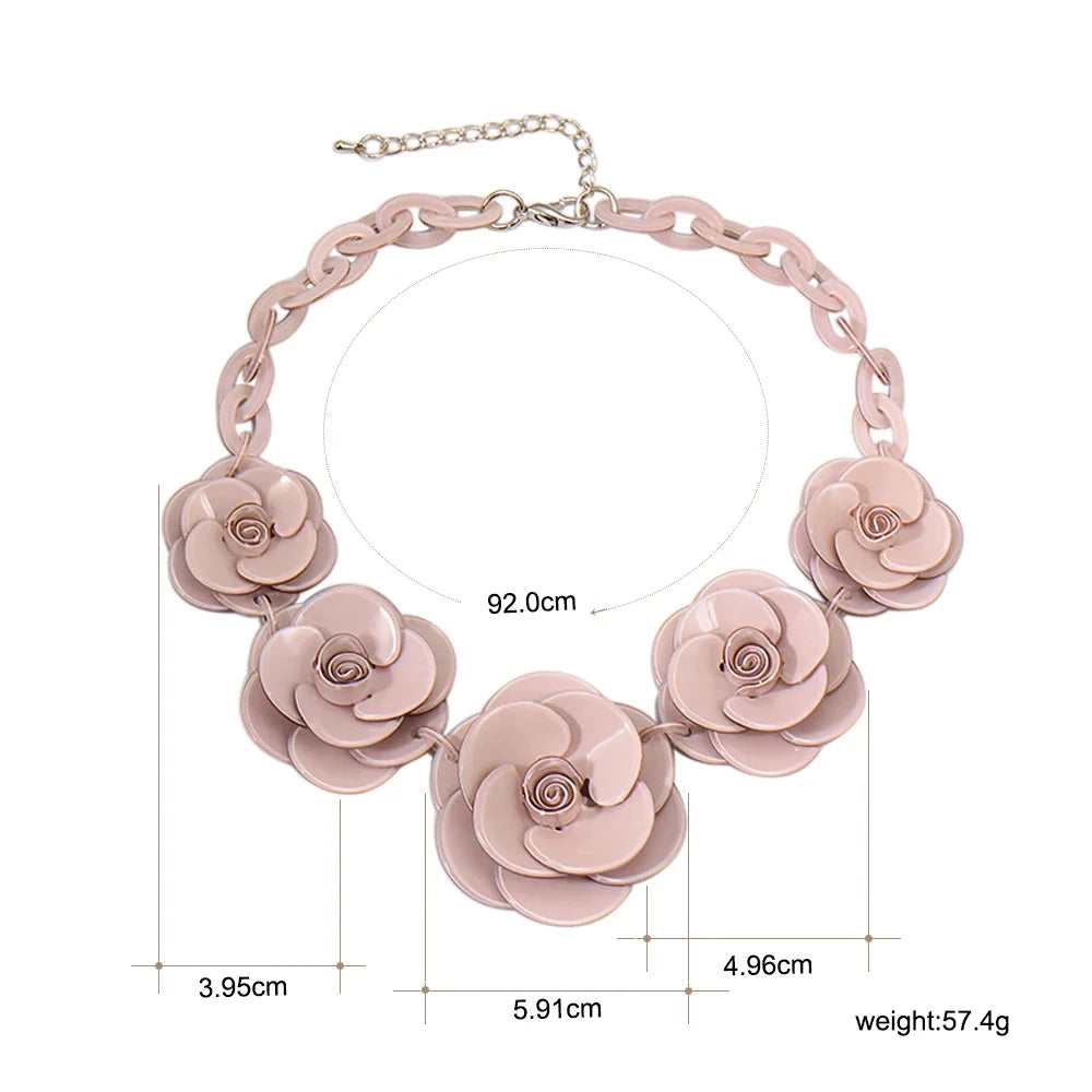 Blucome 2022 New Acrylic Flower Shape Necklace Female Exaggerated Clavicle Sweater Necklace Unique Women Girls Pendant  Jewelry