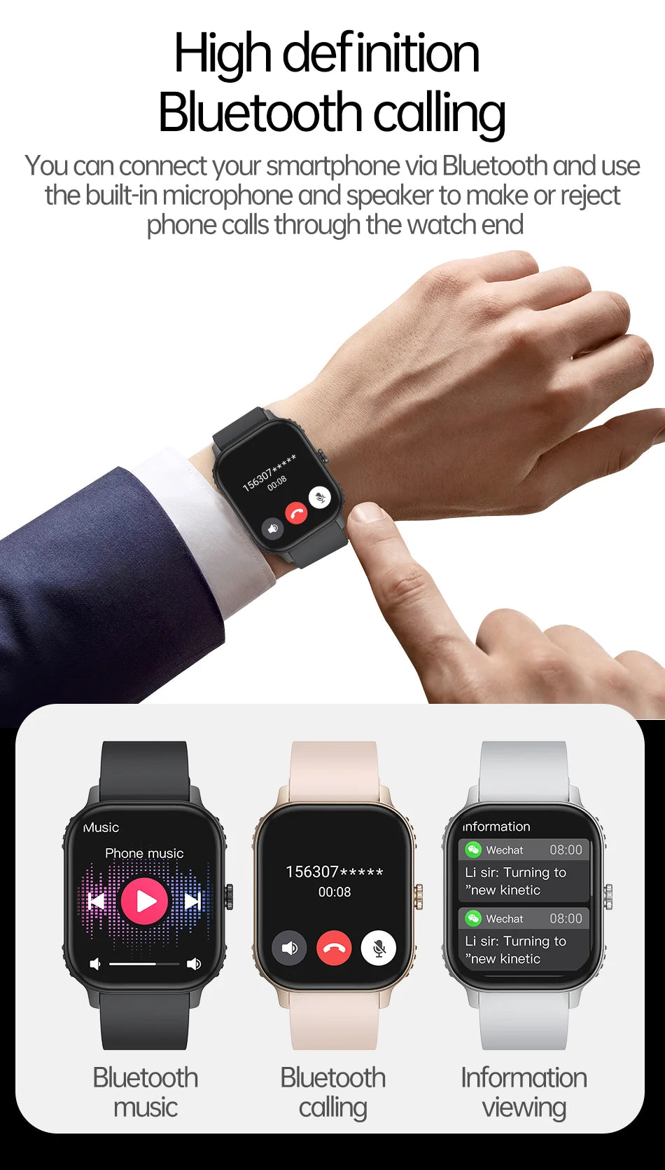 2025 new smart watch 1000MAH 2.04 inch ultra HD screen all day health heart rate detection 70+ sports IP68 waterproof BT call