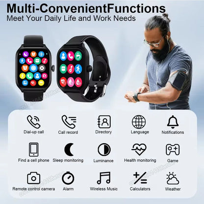 2025 Smart Watch 2.01 Inch HD Display Bluetooth Call Message Preview Sport Modes DIY Dial Weather Forecast Watches For Men Women