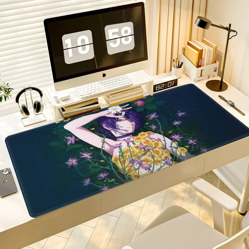Chainsaw Man Anime Reze Arc Mouse Pad Large Desk Mat Keyboard Ergonomic Office Rubber PC Non-slip Anti-fray Home Custom 90x40cm