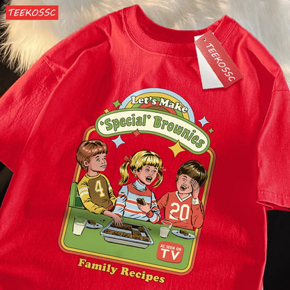 Let’S Make Brownies Family Recipes T Shirt Men Women Cotton Clothes Loose Casual Tshirt Loose Breathable Street Tees Couple