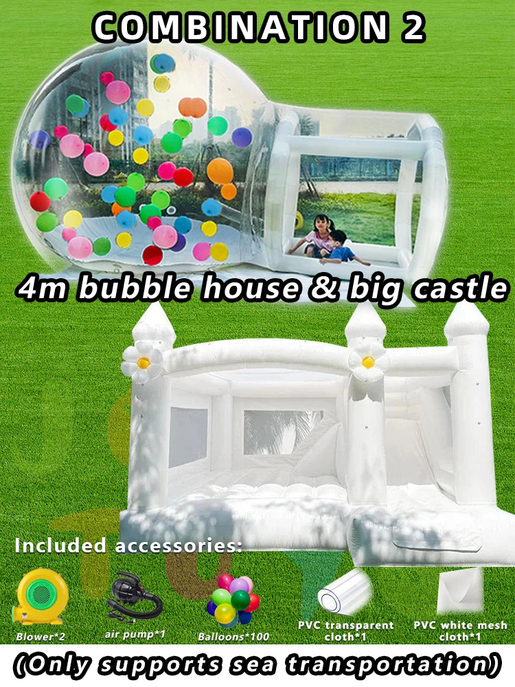 JOLLY TOYS Balloon Inflatable Bubble House with Trampoline and Transparent Dome PVC Material with Blower for Children Birthday