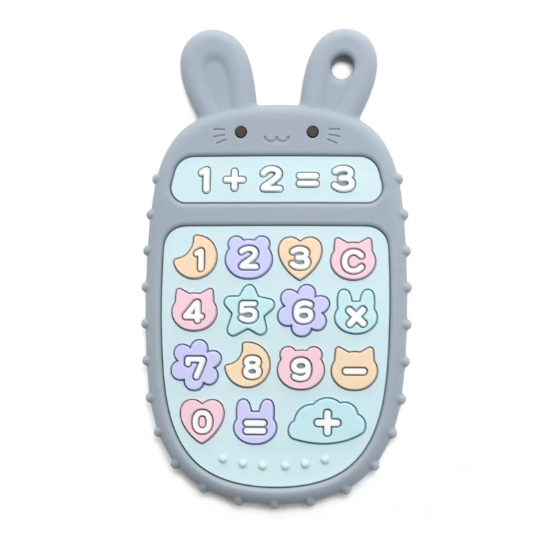 Baby Soft Silicone Phone Remote Control Teether Toy BPA Free Bear Shaped Nursing Teething Toys for Toddler Sensory Development