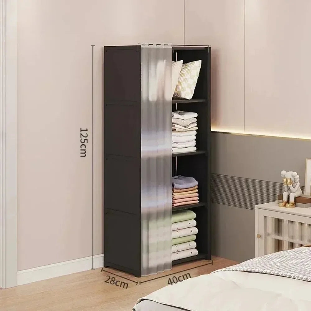Multi Layer Storage Rack Home Bedroom Floor To Ceiling Dust-proof Simple Wardrobe Display Cabinet No Need for Drilling Holes