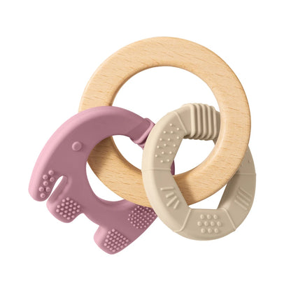 1PC Silicone Teether Baby Toy Elephant Shape Wooden Teether Ring Kid Gift BPA Free Children Goods Kid Teething Chewing Toy