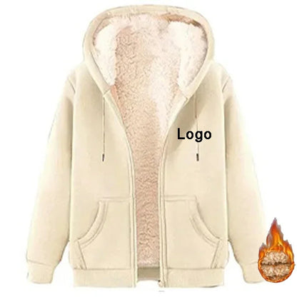 Customized Fleece Liner Zip Up Hoodies Men Fashion Autumn and Winter Long Sleeve Printed Sweatshirts Thick Zipper Pullovers
