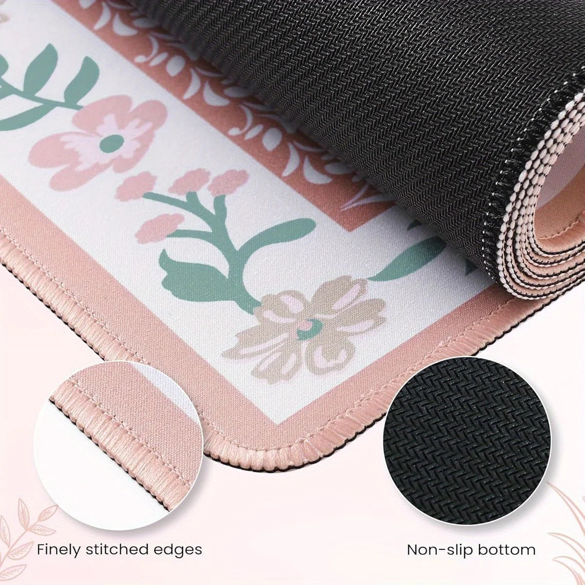 Floral patterned anti-slip mouse pads for office, home and school work areas, computer desktop decoration and office accessories