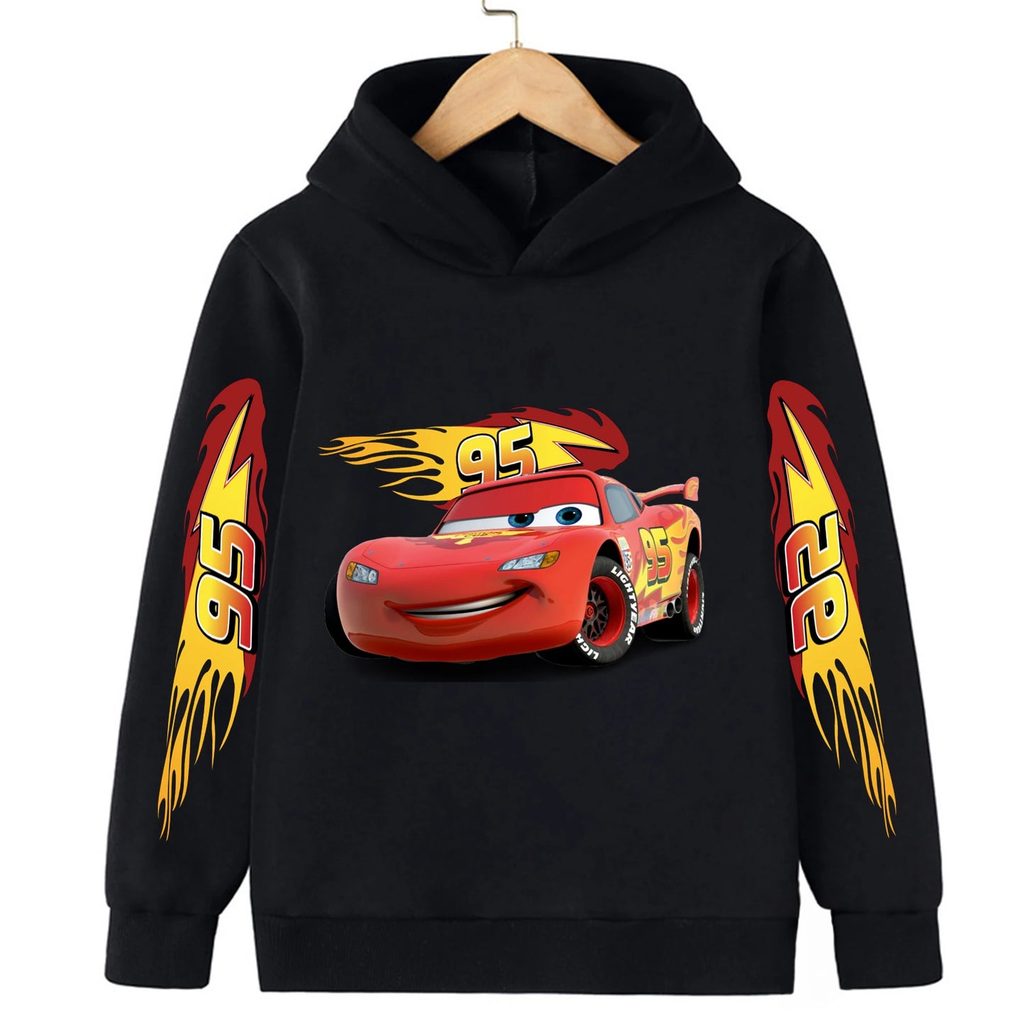 Fall and winter new sweatshirts Disney car kids lightning McQueen cartoon print kids hoodie pants anime kawaii boys and girls