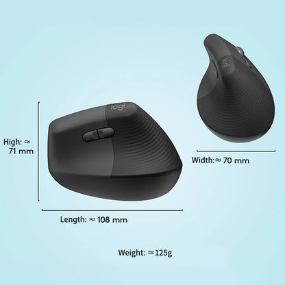 Logitech Lift Vertical Mouse  Ergonomic Wireless With Silent Click Bluetooth/Usb Dual Mode For Pc Laptop Tablet Wrist Pain