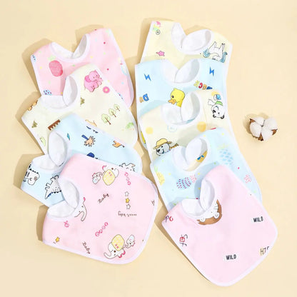 Random 4/6/8/10PCS Baby Bibs Cotton Waterproof Bib Children Feeding Clothes Protection Kids Toddler Scarf for Newborns Boys Girl