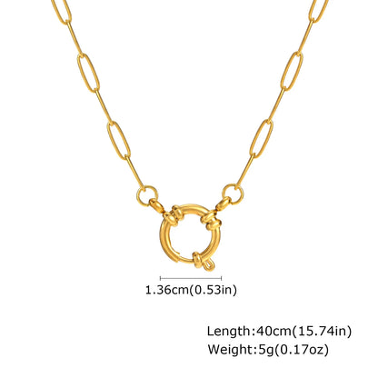 Vnox 2 Color Rectangular Chain 40cm Necklaces For Women, Stainless Steel Round Buckle Pendant, Metal Choker Neck Jewelry Gifts