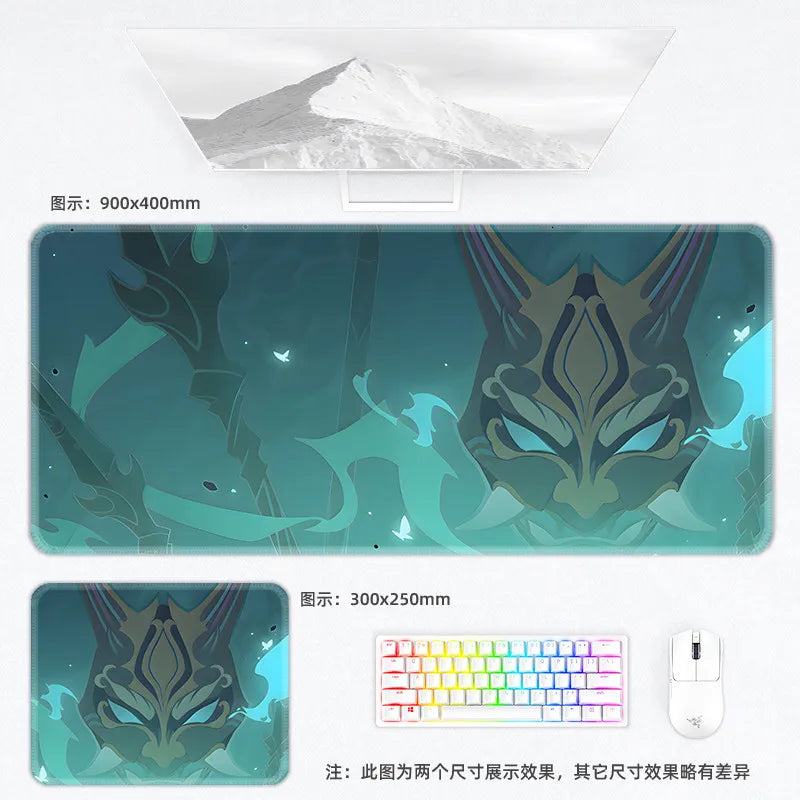 Genshin Impact Postcard Mouse Pad Large Custom Computer Keyboard Game Pads Home Office Desktop Mat