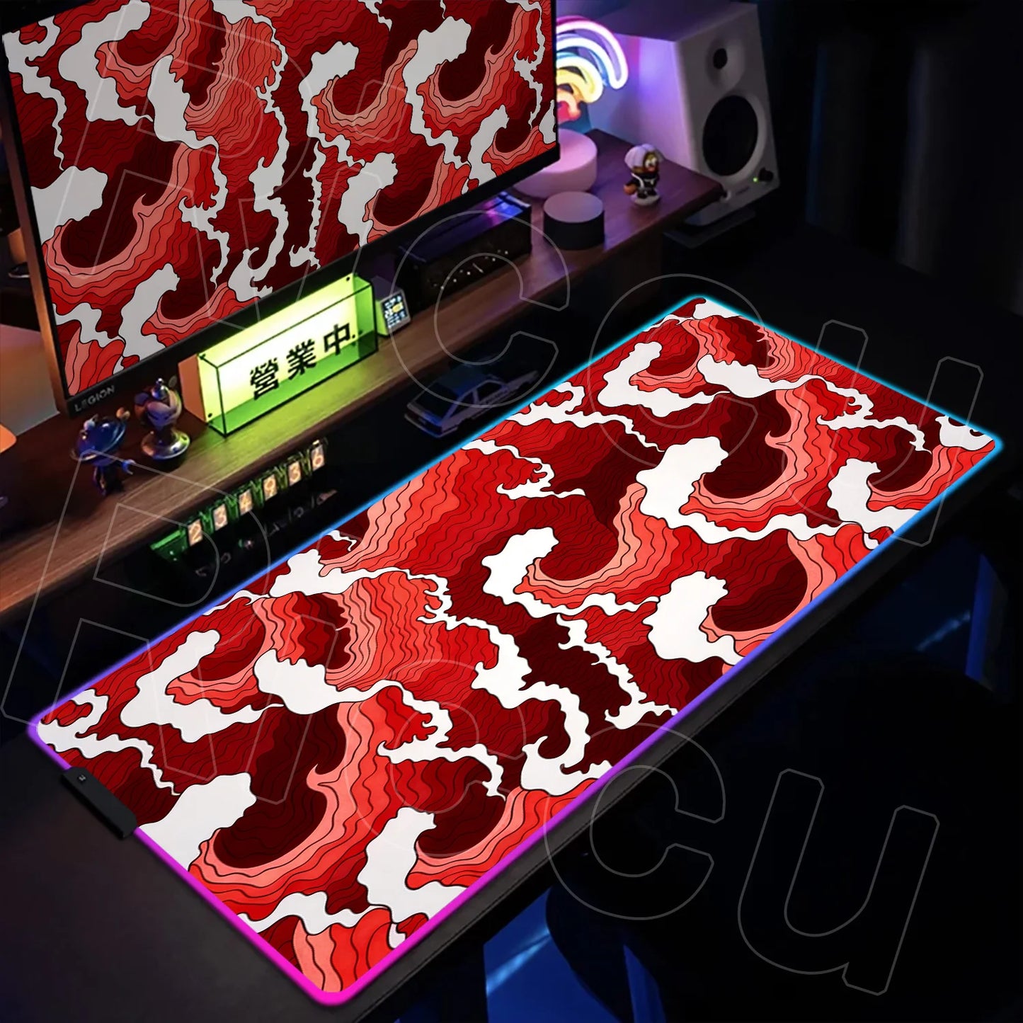 RGB HD Printing XXL Japanese style waves Mouse Pad Large Computer Office Game Table Rubber Gaming Mousepad expand LED Desk Mat