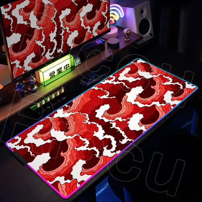 RGB HD Printing XXL Japanese style waves Mouse Pad Large Computer Office Game Table Rubber Gaming Mousepad expand LED Desk Mat
