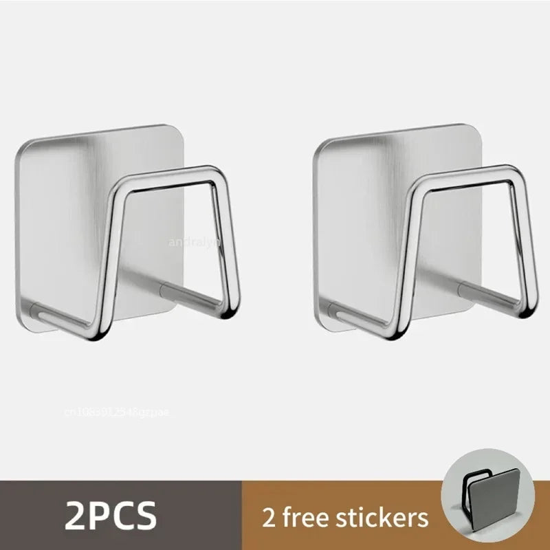 Kitchen Stainless Steel Sink Sponges Holder Self Adhesive Drain Drying Rack Kitchen Wall Hooks Accessories Storage Organizer
