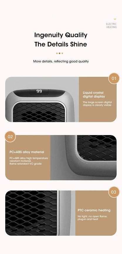 Electric Heater Home Appliance Heating Furnace Portable Heater Plug-in Room Heater Mini Radiator Remote Heating 500W