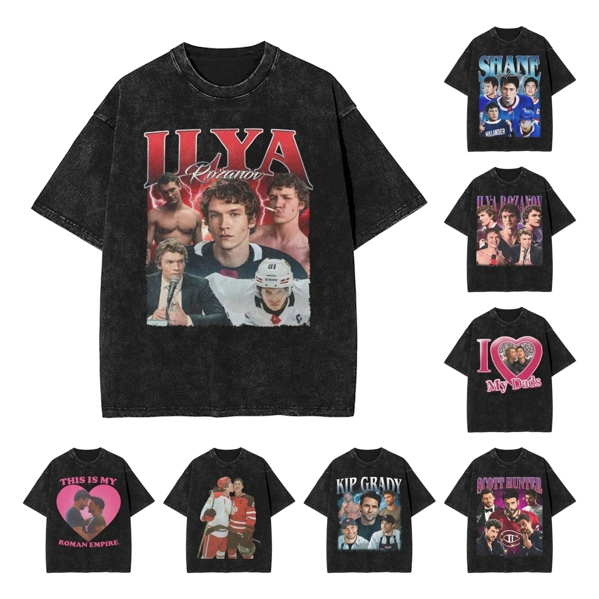 Heated Rivalry Ilya Rozanov T Shirts Hip Hop Washed Short Sleeve Harajuku T-Shirt for Men Women Tops Streetwear Printed Tees