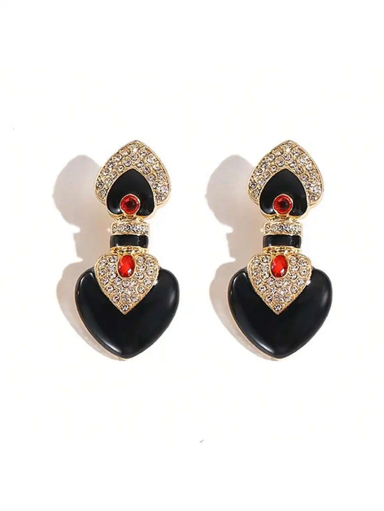 Bride Wedding Jewelry Set Elegant Enamel Rhinestone Love Imitation Pearl Beaded Necklace and Earrings Women's Party Accessories