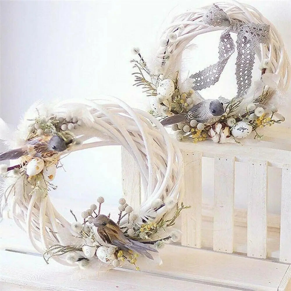 10-30CM Christmas Rattan Ring White Wreath Garland Hanging Vine Ring DIY Craft Xmas Ornaments Xmas Party Decorations