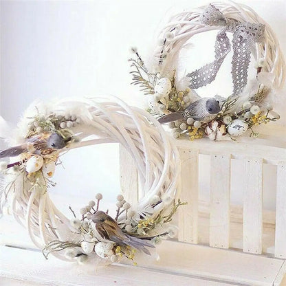 10-30CM Christmas Rattan Ring White Wreath Garland Hanging Vine Ring DIY Craft Xmas Ornaments Xmas Party Decorations