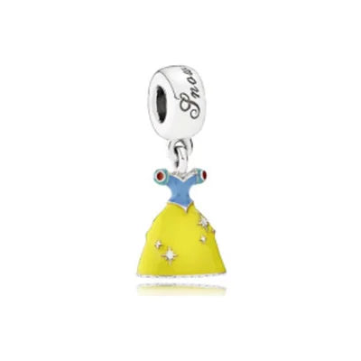 2025 New Disney Beautiful Princess Dress Bead Pendant 925 Silver Suitable for European Original Bracelet DIY Exquisite Jewelry