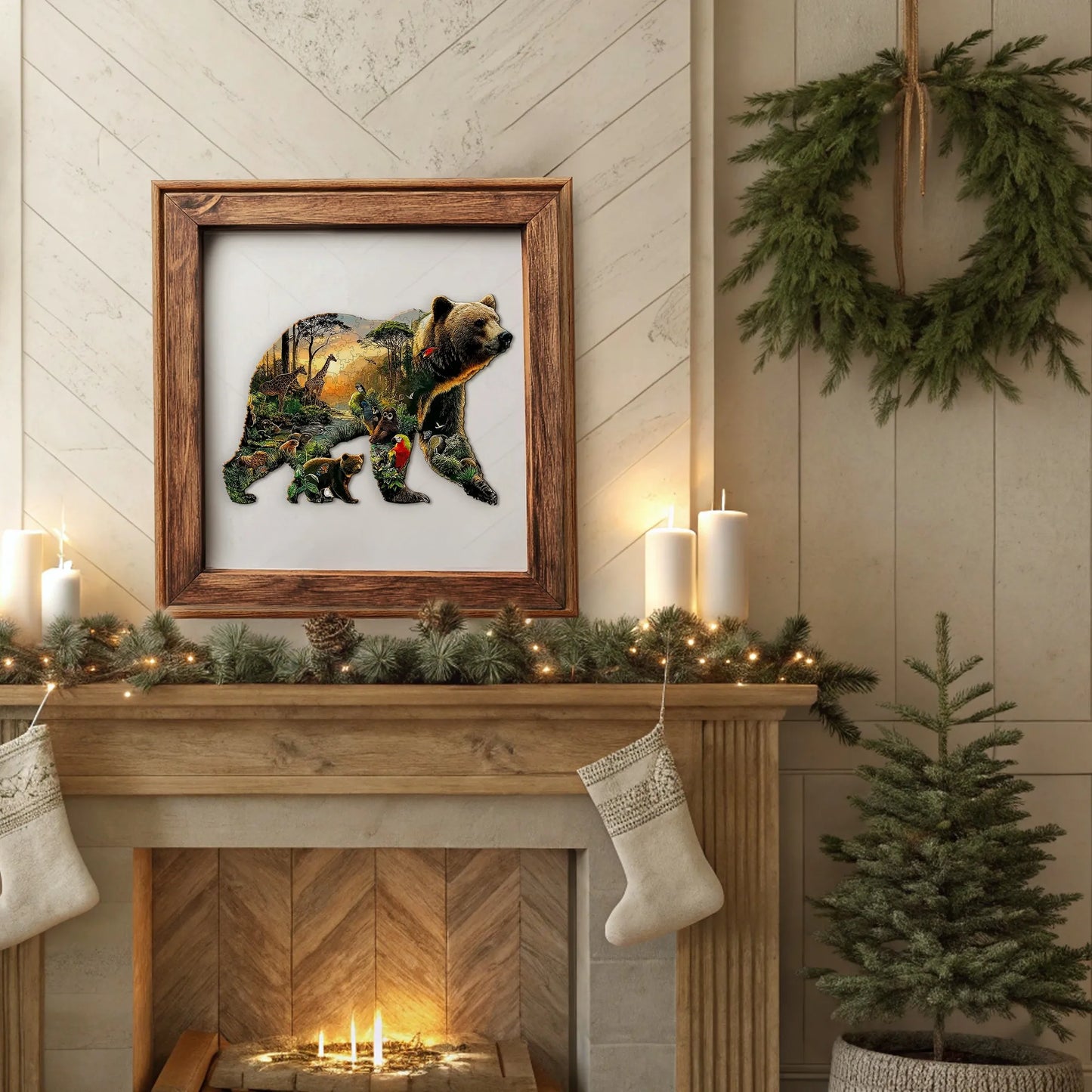 Bear and Animal World Theme Wooden Jigsaw Puzzle Wood Home Decor Painting Christmas and Halloween Gift Toy for Teen and Kid