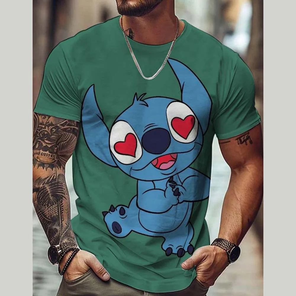Disney Lilo Stitch 3D Printed T-shirts for Men and Women O-neck Short Sleeve Casual T-shirts Boys Girls Street Fashion Summer