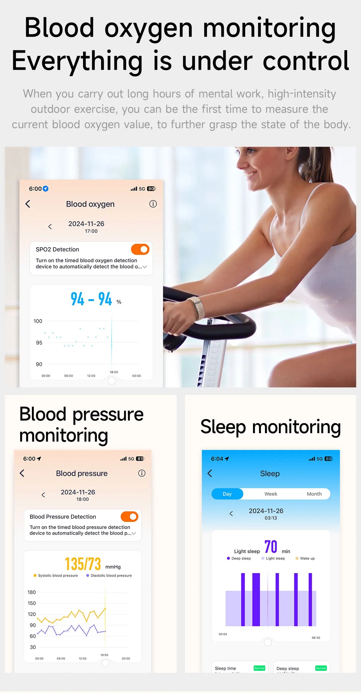 New Smart Watch Men Smart Health Wristband Women GPS Sport Trajectory 1ATM Waterproof All Day Healthy Monitor Fitness Bracelet
