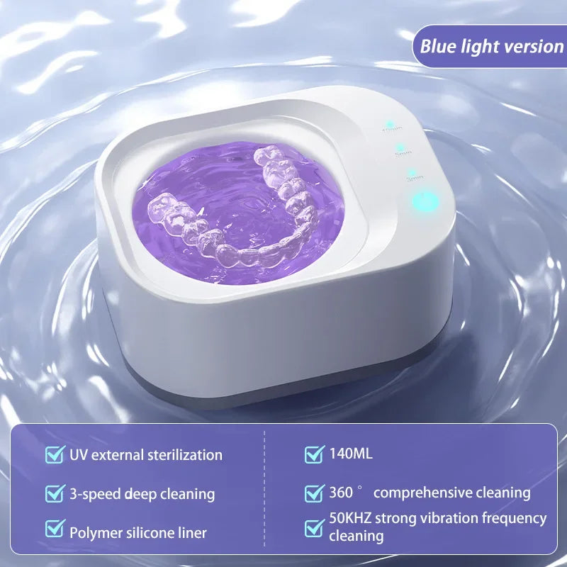 2026 New 48KHz Ultrasonic Cleaner UV Sterilization For Dentures Jewelry Glasses Home Use 99.9% Disinfection 5 Mins Fast Cleaning