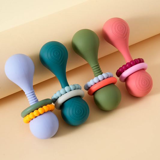 Color Kids 1PCS Silicone Baby Teether Toy 0-12 Months Hand Grip Rattle Tactile Training Safe Chew Toy Infant Shower Gift