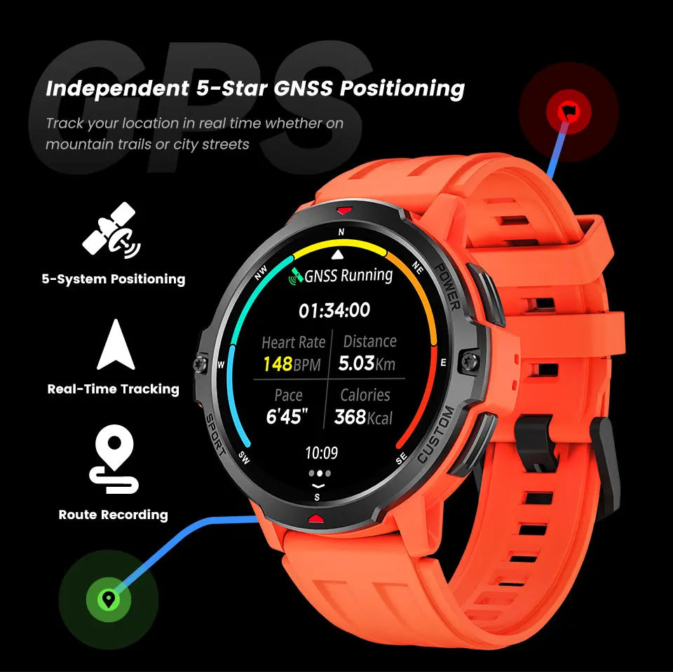 2025 NEW GPS Smart Watch 1.46'' AMOLED Display Built-in Compass Barometric Altimeter 5ATM 580mAh Battery Sports Smartwatch Men