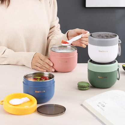 Stainless Steel Soup Cups Thermal Lunch Box Food Thermos Container with Spoon Insulated Bento Lunch Box for School Office